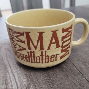 Vintage Ma Mother Mom Yellow and Brown Coffee Tea Soup Mug 16 Oz Stoneware Japan